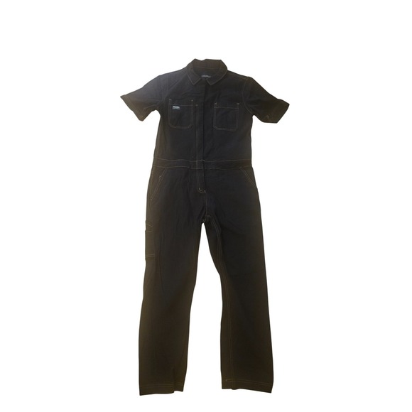 Wildfang Short Sleeve Utility Coverall Jumpsuit Navy Contrast Stitch Carpenter